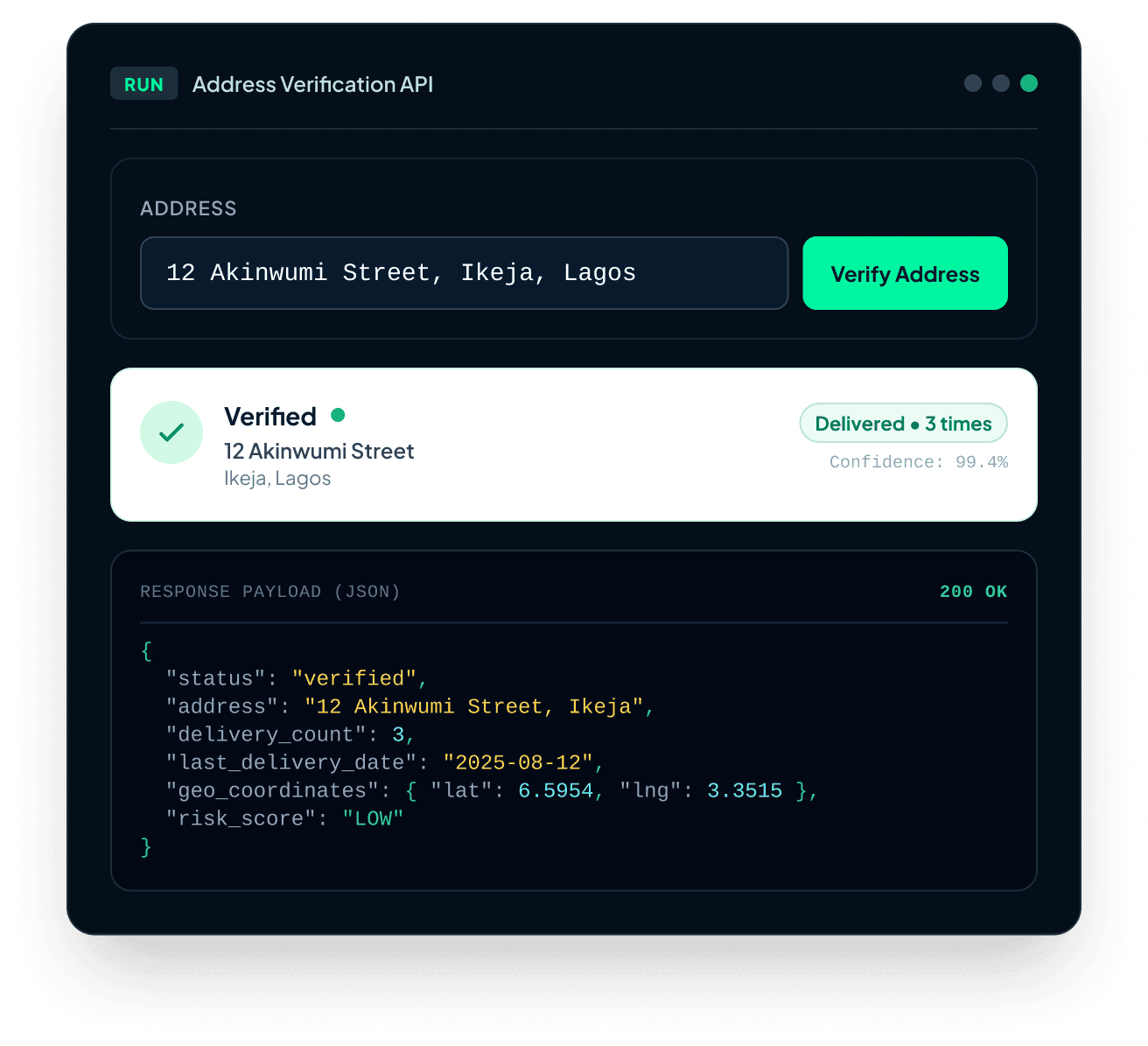 Address Verification API playground